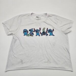 Disney Stitch Characters Graphic T Shirt XL XLarge White Cotton Polyester Blend